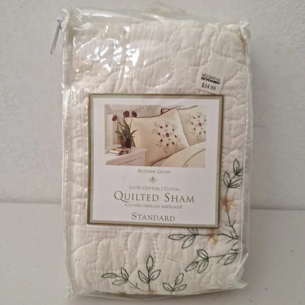 VTG Peking Handicraft 'Autumn Glow' Quilted Floral Sham Standard 100% Cotton NEW